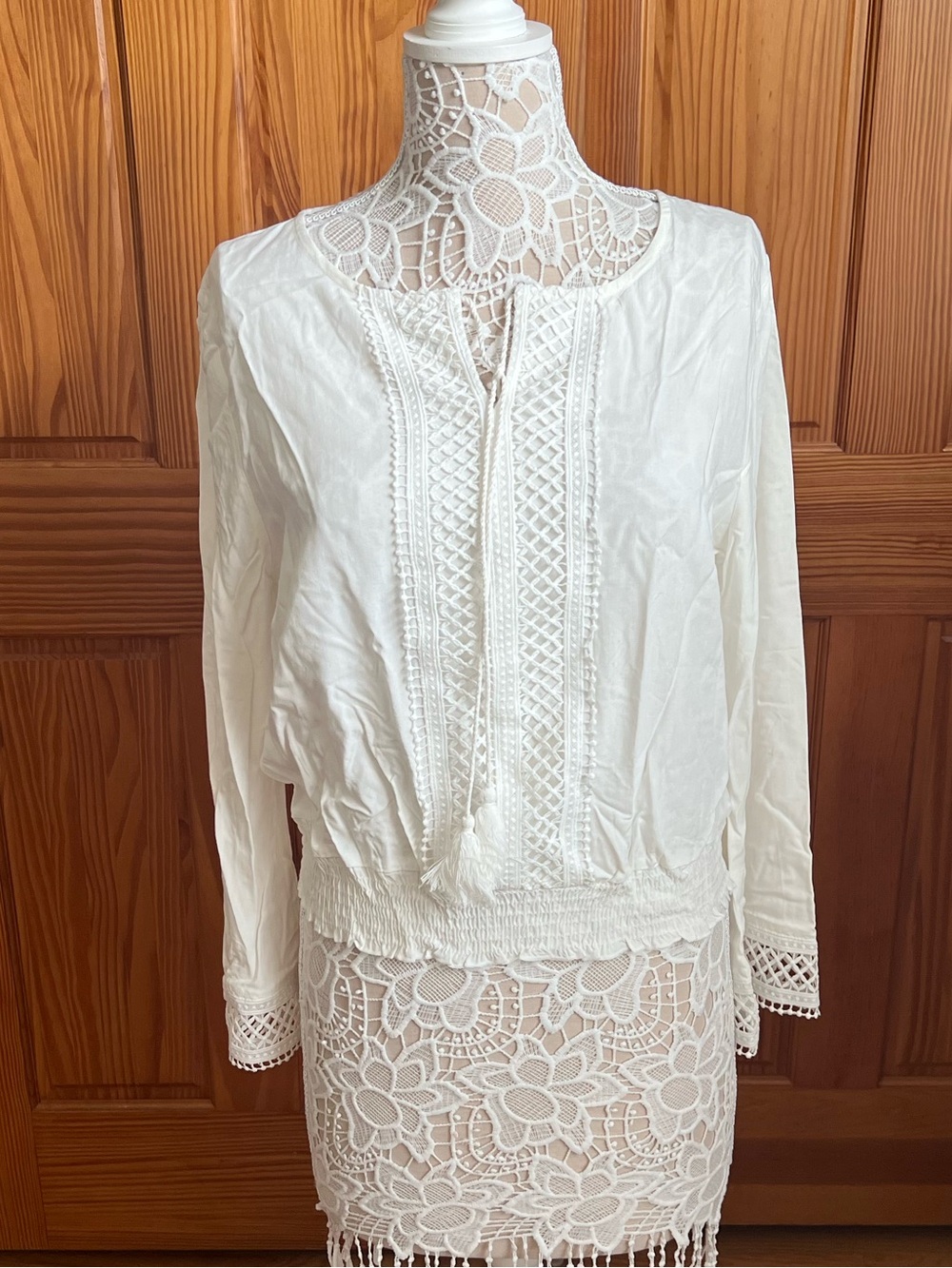 Allegra K White Bohemian Blouse